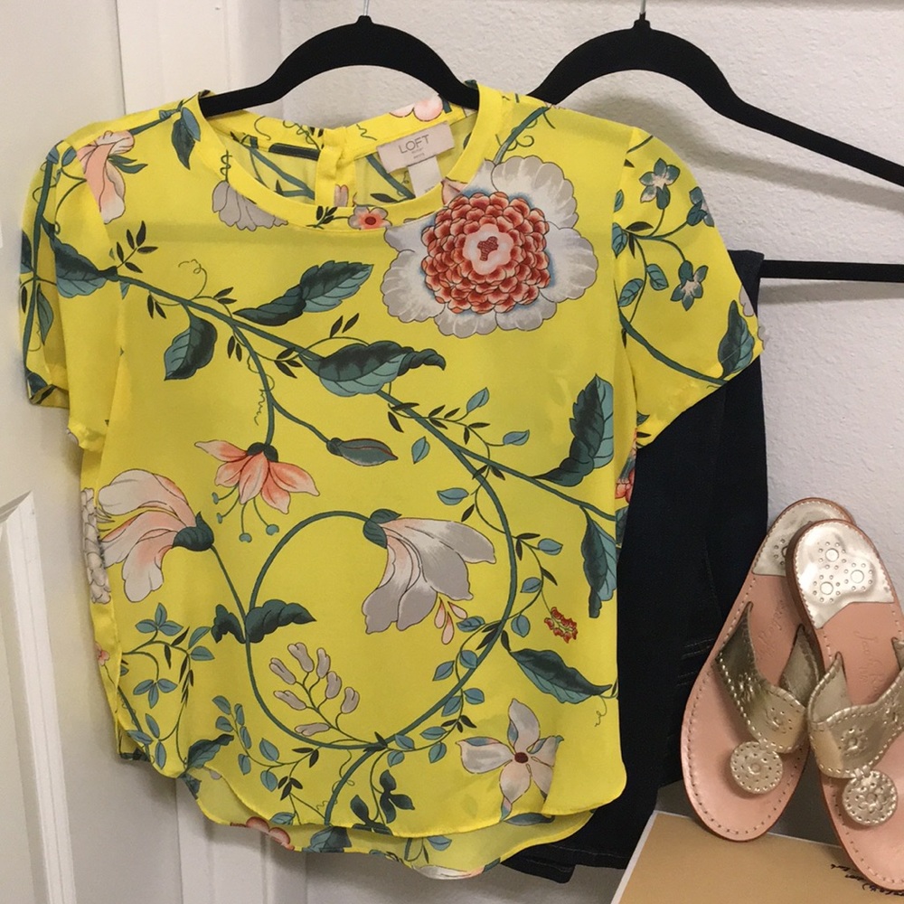 Darling J. Crew Floral Top, Tulip-style hem, XSP